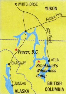 Inset Map - Brookland's Wilderness Camp is near Atlin, BC